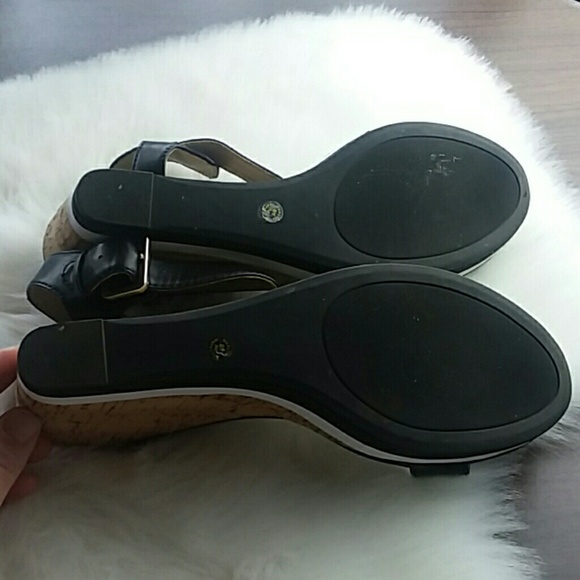Liz Claiborne Black and White Cork Wedges - Picture 5 of 8